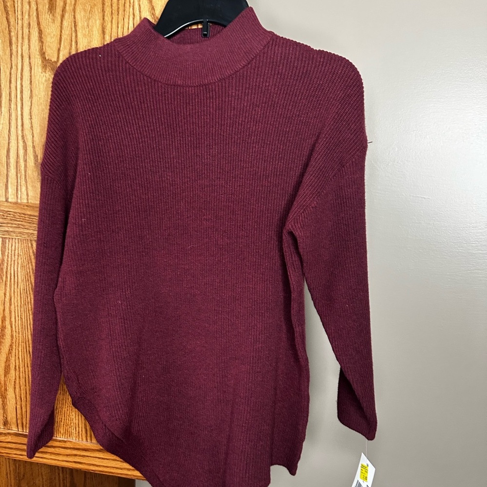 Red Cowl Neck Sweater with Long Sleeves